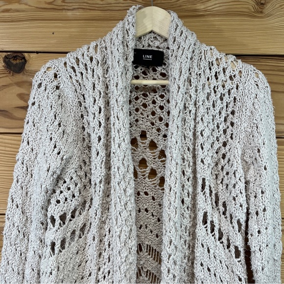 Line the Label Cardigan Sweater Duster Longline Small Cotton Ivory Festival B88 - Picture 2 of 16
